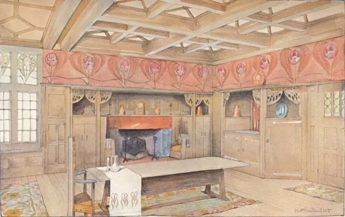 Framed Print : Scheme for the decoration of a dining-room, c1900. Artist: Mackay Hugh Baillie Scott Framed Print : Scheme for the decoration of a dining-room, c1900. Artist: Mackay Hugh Baillie Scott