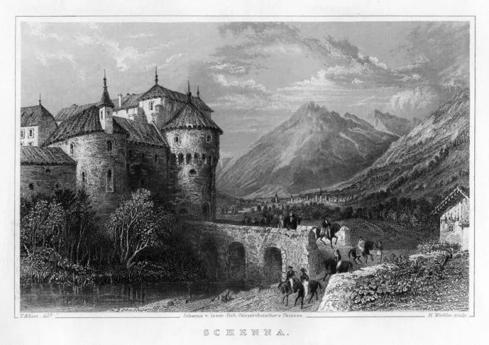 Framed Print : Schenna, 19th century. Artist: H Winkles Framed Print : Schenna, 19th century. Artist: H Winkles