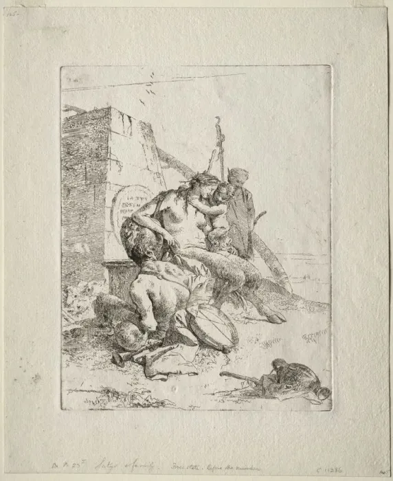 Framed Print : Scherzi: Satyr Family with the Obelisk. Creator: Giovanni Battista Tiepolo (Italian, 1696-1770) Framed Print : Scherzi: Satyr Family with the Obelisk. Creator: Giovanni Battista Tiepolo (Italian, 1696-1770)