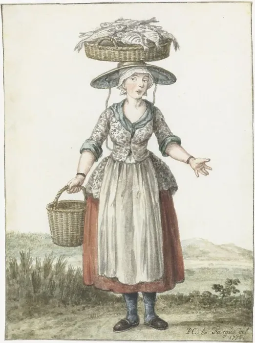 Framed Print : Scheveningen fish seller, 1775. Creator: Paulus Constantijn la Fargue Framed Print : Scheveningen fish seller, 1775. Creator: Paulus Constantijn la Fargue
