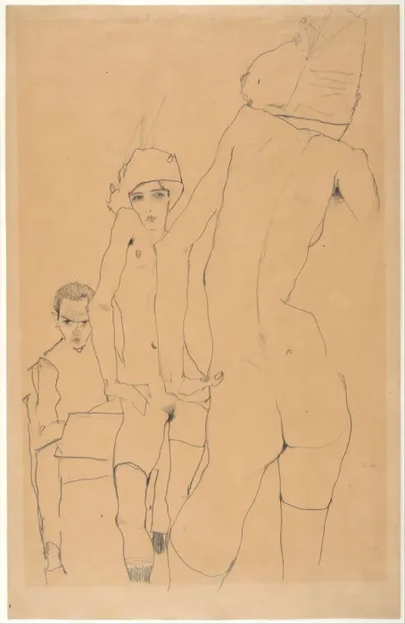 Framed Print : Schiele with Nude Model before the Mirror, 1910. Artist: Schiele, Egon (1890?1918) Framed Print : Schiele with Nude Model before the Mirror, 1910. Artist: Schiele, Egon (1890?1918)