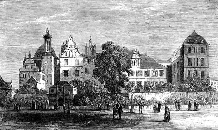 Framed Print : The Schloss (or Grand Ducal Palace) at Darmstadt, 1862. Creator: Unknown Framed Print : The Schloss (or Grand Ducal Palace) at Darmstadt, 1862. Creator: Unknown