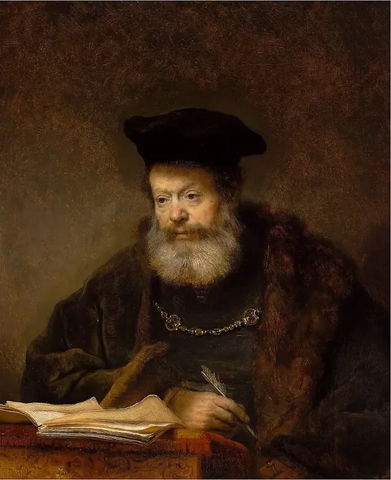Framed Print : The Scholar at the Lectern (The Father of the Jewish Bride), 1641. Creator: Rembrandt van Rhijn (1606-1669) Framed Print : The Scholar at the Lectern (The Father of the Jewish Bride), 1641. Creator: Rembrandt van Rhijn (1606-1669)