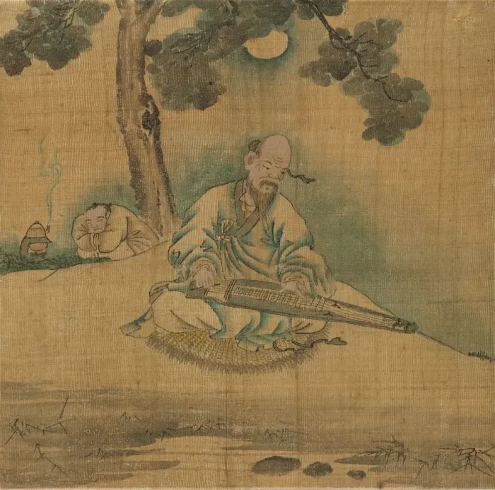 Framed Print : Scholar Playing a Qin, 1800s. Creator: Unknown Framed Print : Scholar Playing a Qin, 1800s. Creator: Unknown