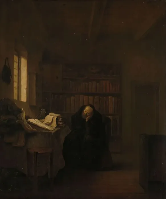 Framed Print : A Scholar in his Study, 1635-1656. Creator: Salomon Koninck Framed Print : A Scholar in his Study, 1635-1656. Creator: Salomon Koninck