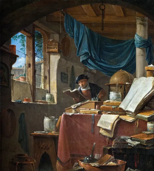 Framed Print : A scholar in his Study. Artist: Wyck, Thomas (ca. 1616-1677) Framed Print : A scholar in his Study. Artist: Wyck, Thomas (ca. 1616-1677)