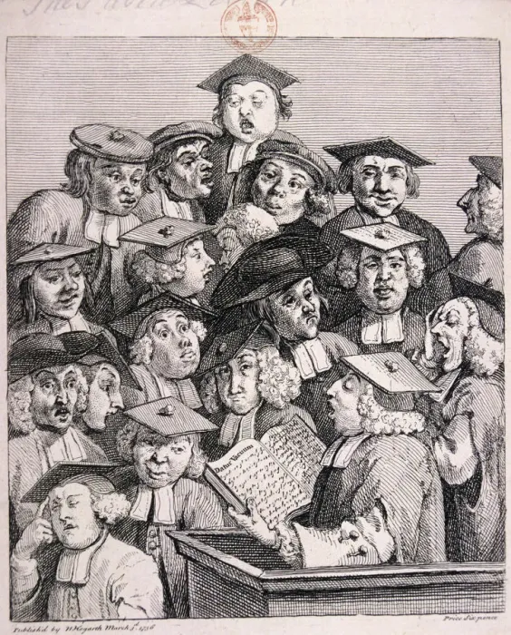 Framed Print : Scholars at a lecture, 1736. Artist: William Hogarth Framed Print : Scholars at a lecture, 1736. Artist: William Hogarth