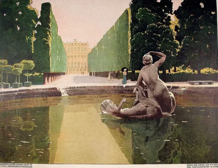 Framed Print : Schonbrunn Palace, about 1900. Creator: Carl Moll Framed Print : Schonbrunn Palace, about 1900. Creator: Carl Moll
