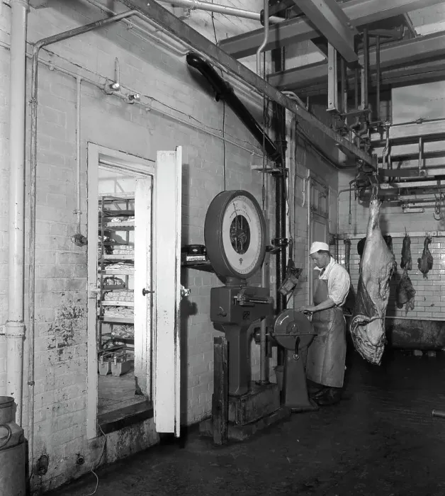 Framed Print : Schonhuts butchery factory, Rawmarsh, South Yorkshire, 1955. Artist: Michael Walters Framed Print : Schonhuts butchery factory, Rawmarsh, South Yorkshire, 1955. Artist: Michael Walters