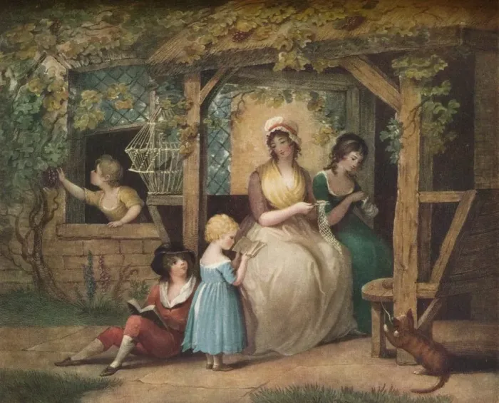 Framed Print : After School, 19th century. Artist: Charles Turner Framed Print : After School, 19th century. Artist: Charles Turner