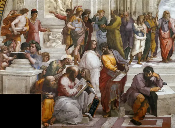 Framed Print : The School of Athens. Detail. (Fresco in Stanza della Segnatura), ca 1510-1511. Creator Framed Print : The School of Athens. Detail. (Fresco in Stanza della Segnatura), ca 1510-1511. Creator
