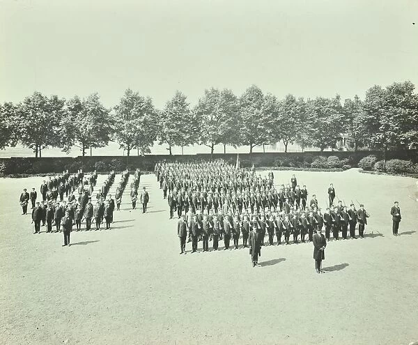 School cadet battalion on parade, Hackney Downs School, London, 1911