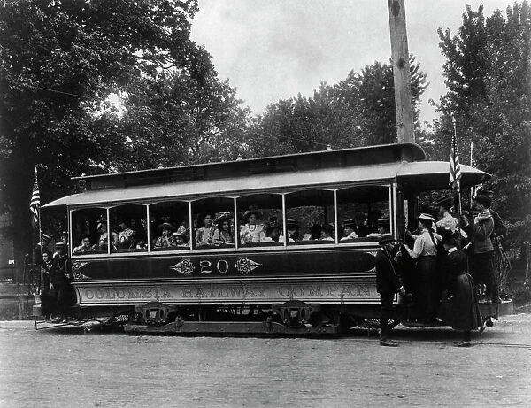 School children of the 6th Division on a Columbia Railway Company trolley car no. 20, (1899?). Creator: Frances Benjamin Johnston
