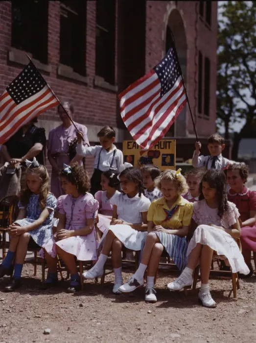 Framed Print : School children, half of Polish and half of Italian... festival in May 1942, Southington, Conn. 1942 Creator: Charles Fenno Jacobs Framed Print : School children, half of Polish and half of Italian... festival in May 1942, Southington, Conn. 1942 Creator: Charles Fenno Jacobs