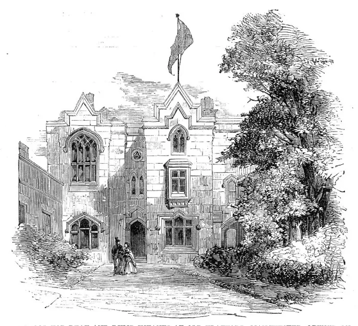 Framed Print : School for deaf and dumb infants at Old Trafford, Manchester [opened recently], 1860. Creator: Unknown
