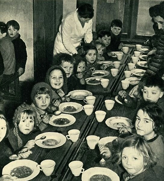 School Dinner for Evacuated Children, 1943. Creator: Unknown