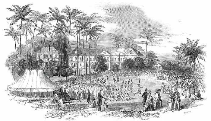 Framed Print : School Fete at Codrington College, Barbadoes, 1850. Creator: Unknown Framed Print : School Fete at Codrington College, Barbadoes, 1850. Creator: Unknown