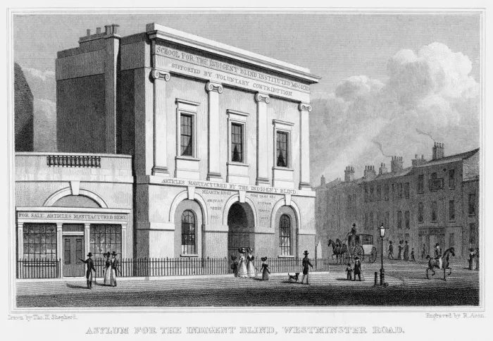 Framed Print : School for the Indigent Blind, Westminster Road, London, 1829. Artist: R Acon Framed Print : School for the Indigent Blind, Westminster Road, London, 1829. Artist: R Acon