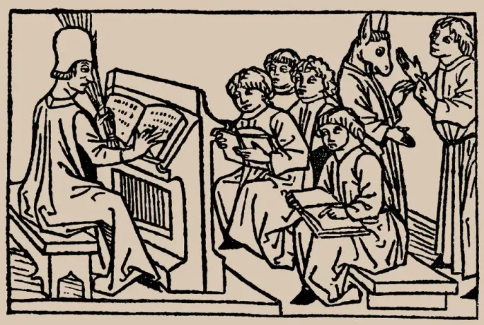 Framed Print : School lessons. From Speculum Vitae Humanae by Rodericus Zamorensis, 1479. Creator: Anonymous Framed Print : School lessons. From Speculum Vitae Humanae by Rodericus Zamorensis, 1479. Creator: Anonymous