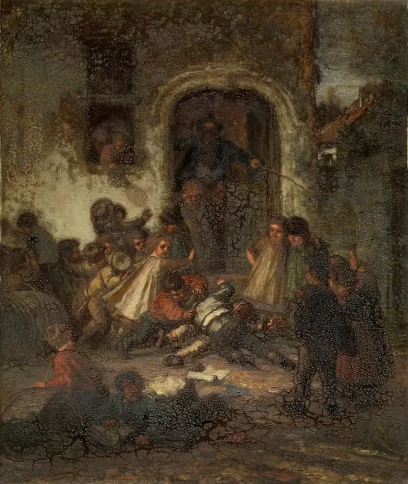 Framed Print : School is Out!, mid-late 19th century. Creator: Eugene Francois de Block Framed Print : School is Out!, mid-late 19th century. Creator: Eugene Francois de Block