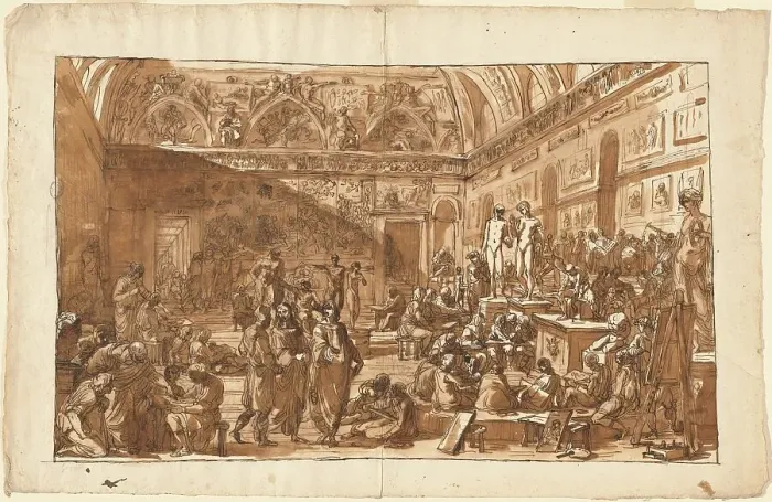Framed Print : The School of Rome, c. 1795. Creator: Felice Giani Framed Print : The School of Rome, c. 1795. Creator: Felice Giani