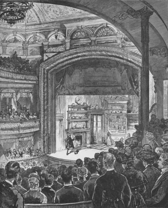 Framed Print : The School for Scandal on opening night, January 4th, c1882, (1938). Artist: C Graham Framed Print : The School for Scandal on opening night, January 4th, c1882, (1938). Artist: C Graham