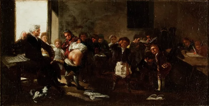 Framed Print : The School Scene (La Letra con Sangre Entra), 1780-1785. Creator: Goya, Francisco, de (1746-1828) Framed Print : The School Scene (La Letra con Sangre Entra), 1780-1785. Creator: Goya, Francisco, de (1746-1828)