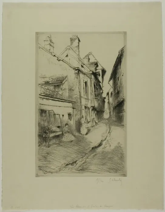 Framed Print : The School Street, Troyes, 1902. Creator: Gustave Leheutre Framed Print : The School Street, Troyes, 1902. Creator: Gustave Leheutre