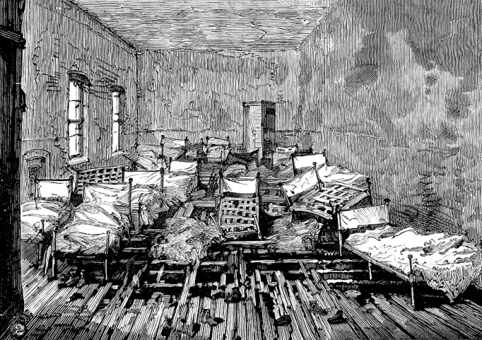 Framed Print : School of the Whitechapel and Poplar Unions fire: dormitories where children were suffocated, 1890. Creator: Unknown Framed Print : School of the Whitechapel and Poplar Unions fire: dormitories where children were suffocated, 1890. Creator: Unknown