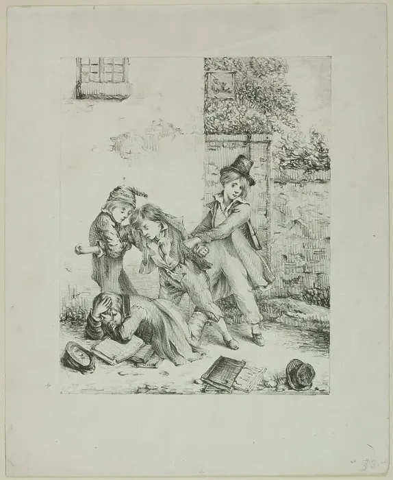 Framed Print : Schoolboys Fighting, n.d. Creator: Auguste Bry Framed Print : Schoolboys Fighting, n.d. Creator: Auguste Bry