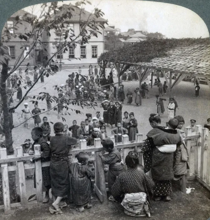 Framed Print : Schoolhouse and grounds, Yokohama, Japan, 1904. Artist: Underwood & Underwood Framed Print : Schoolhouse and grounds, Yokohama, Japan, 1904. Artist: Underwood & Underwood