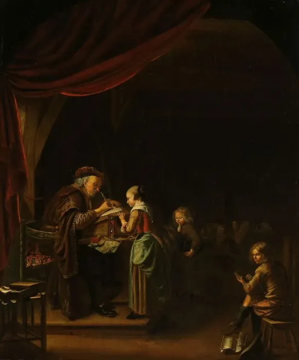 Framed Print : The Schoolmaster, 1650-1750. Creator: Unknown Framed Print : The Schoolmaster, 1650-1750. Creator: Unknown
