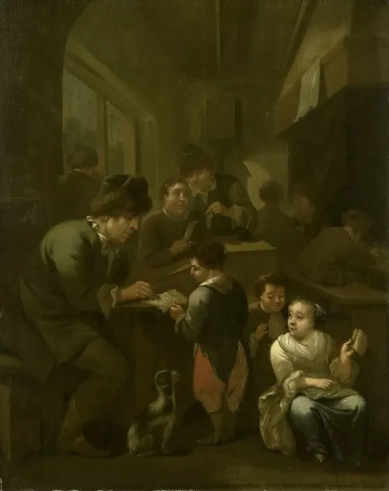 Framed Print : The schoolmaster, 1670-1709. Creator: Bernardus van Schijndel Framed Print : The schoolmaster, 1670-1709. Creator: Bernardus van Schijndel