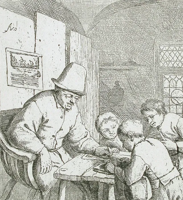 Framed Print : The Schoolmaster, c1644. Creator: Adriaen van Ostade Framed Print : The Schoolmaster, c1644. Creator: Adriaen van Ostade