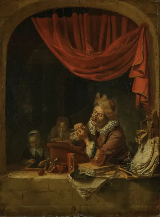 Framed Print : The Schoolmaster, probably between 1650 and 1676. Creator: Domenicus van Tol Framed Print : The Schoolmaster, probably between 1650 and 1676. Creator: Domenicus van Tol