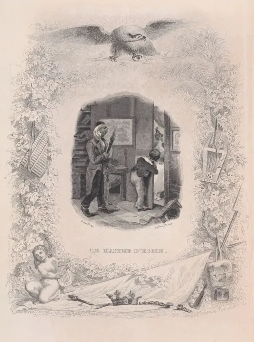 Framed Print : The Schoolmaster from The Songs of Beranger, 1829. Creator Framed Print : The Schoolmaster from The Songs of Beranger, 1829. Creator