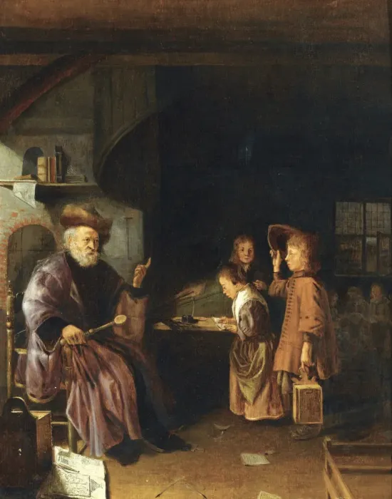 Framed Print : A schoolmaster teaching his pupils in a classroom, Mid of 17th century. Artist: Egmondt, Pieter Cornelisz. van (1614 / 22-1663) Framed Print : A schoolmaster teaching his pupils in a classroom, Mid of 17th century. Artist: Egmondt, Pieter Cornelisz. van (1614 / 22-1663)