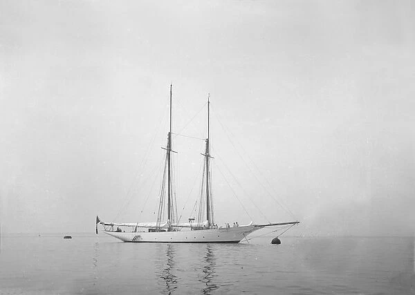 Schooner at anchor. Creator: Kirk & Sons of Cowes