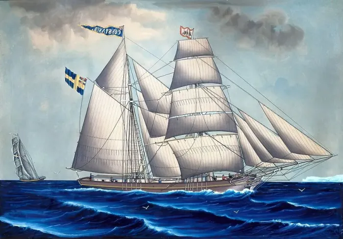 Framed Print : Schooner Constance, 1870. Creator: Lars Petter Sjostrom Framed Print : Schooner Constance, 1870. Creator: Lars Petter Sjostrom