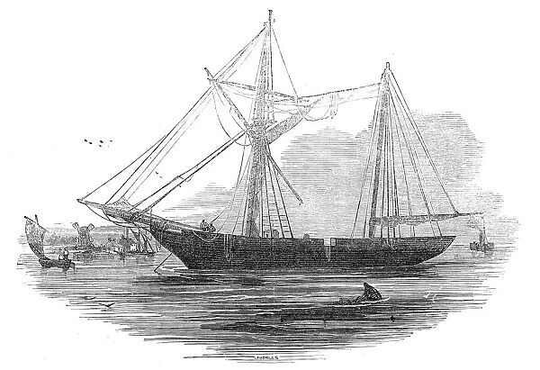 The schooner 'Echo', St. Katherines Docks, 1845. Creator: Ebenezer Landells