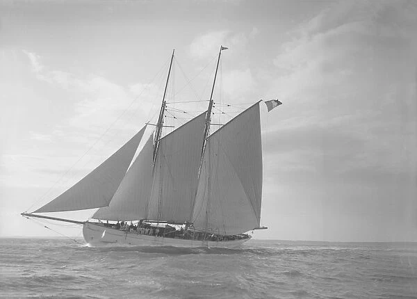 The schooner Halcyon under sail, 1911. Creator: Kirk & Sons of Cowes
