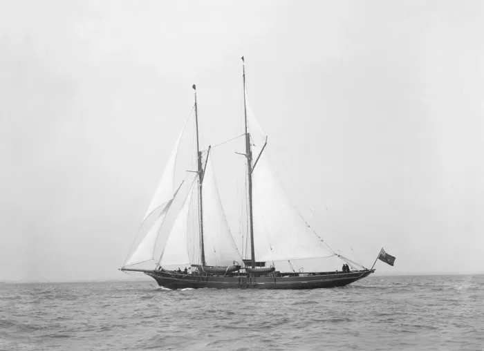 Framed Print : The schooner Hinemoa underway, 1914. Creator: Kirk & Sons of Cowes Framed Print : The schooner Hinemoa underway, 1914. Creator: Kirk & Sons of Cowes
