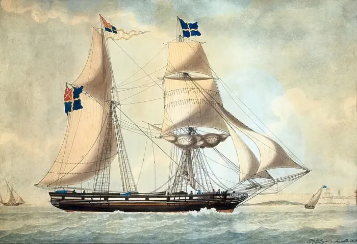 Framed Print : Schooner Thilda, 1830. Creator: Joseph Honore Maxim Pellegrin Framed Print : Schooner Thilda, 1830. Creator: Joseph Honore Maxim Pellegrin
