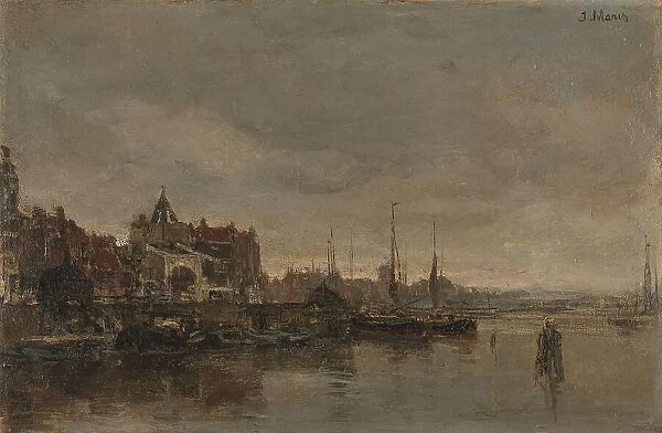 The Schreierstoren with the bridge over the Gelderse Kade in Amsterdam, 1872-1876. Creator: Jacob Henricus Maris