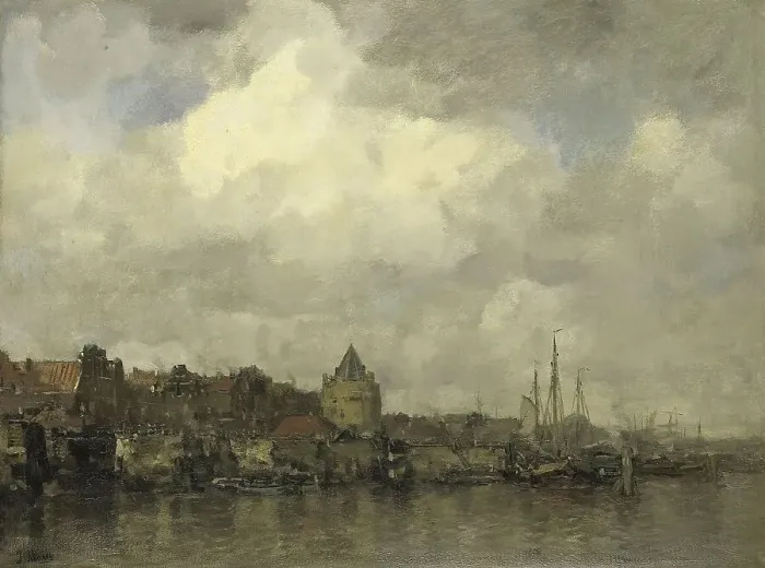 Framed Print : The Schreierstoren on the Buitenkant in Amsterdam, c.1876. Creator: Jacob Henricus Maris Framed Print : The Schreierstoren on the Buitenkant in Amsterdam, c.1876. Creator: Jacob Henricus Maris