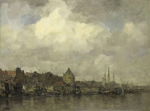 The Schreierstoren on the Buitenkant in Amsterdam, c.1876. Creator: Jacob Henricus Maris