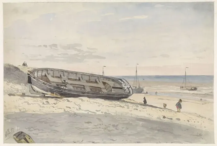Framed Print : Schuiten on the beach, 1834-1893. Creator: Willem Antonie van Deventer
