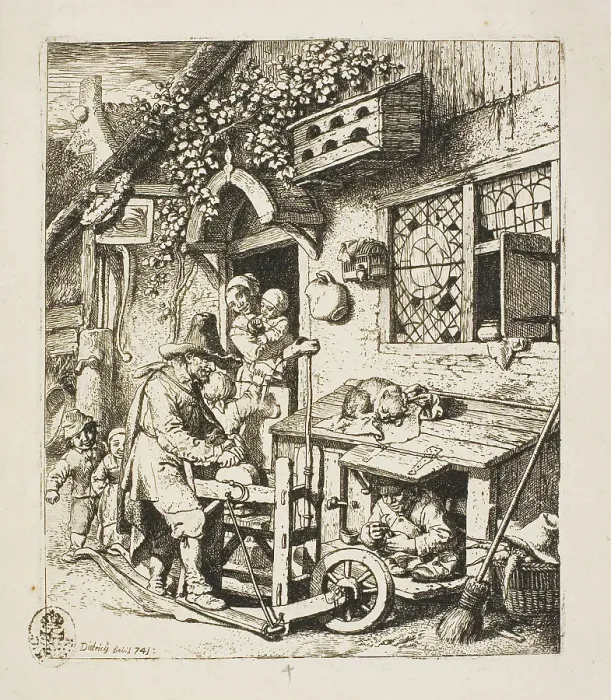 Framed Print : The Scissors-Grinder, 1741. Creator: Christian Wilhelm Ernst Dietrich Framed Print : The Scissors-Grinder, 1741. Creator: Christian Wilhelm Ernst Dietrich