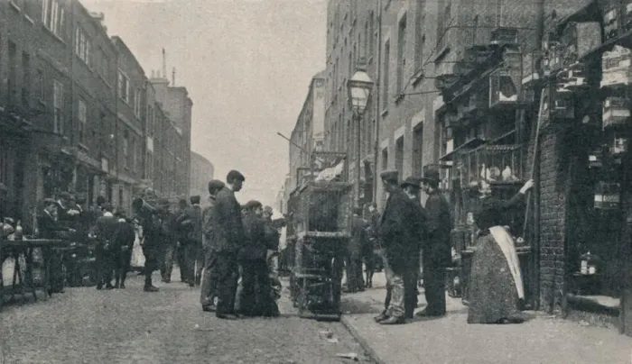 Framed Print : Sclater Street Bird Fair on Sunday Morning, 1901. Artist: RA Shield Framed Print : Sclater Street Bird Fair on Sunday Morning, 1901. Artist: RA Shield