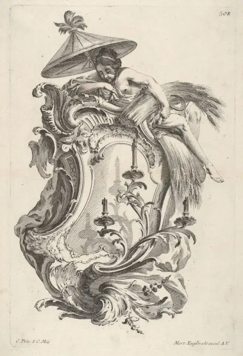 Framed Print : Sconce Representing Summer, from Wand-Leuchter die 4 Jahrseiten vorstellend, ca Framed Print : Sconce Representing Summer, from Wand-Leuchter die 4 Jahrseiten vorstellend, ca
